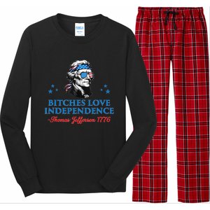 4th July Bitches Love Independence Thomas Jefferson Founding Long Sleeve Pajama Set