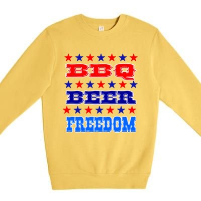 4th July Bbq Beer Freedom Gift America Proud American Meaningful Gift Premium Crewneck Sweatshirt