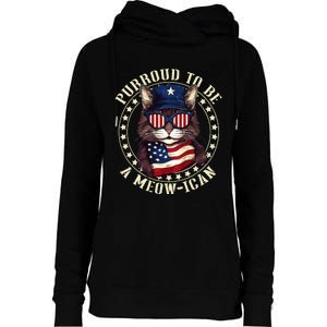 4th July Cat Lover Purroud To Be A Meowican American Cat Womens Funnel Neck Pullover Hood