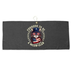 4th July Cat Lover Purroud To Be A Meowican American Cat Large Microfiber Waffle Golf Towel