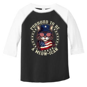 4th July Cat Lover Purroud To Be A Meowican American Cat Toddler Fine Jersey T-Shirt