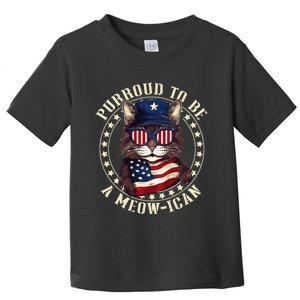 4th July Cat Lover Purroud To Be A Meowican American Cat Toddler T-Shirt