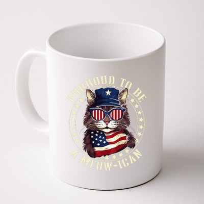 4th July Cat Lover Purroud To Be A Meowican American Cat Coffee Mug