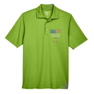 4th July Dad Of The Little Firecracker Birthday Squad Gift Men's Origin Performance Piqué Polo