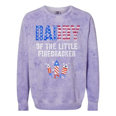 4th July Dad Of The Little Firecracker Birthday Squad Gift Colorblast Crewneck Sweatshirt