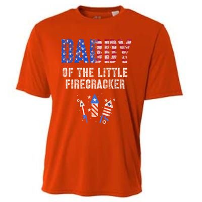 4th July Dad Of The Little Firecracker Birthday Squad Gift Cooling Performance Crew T-Shirt