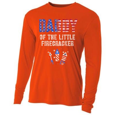 4th July Dad Of The Little Firecracker Birthday Squad Gift Cooling Performance Long Sleeve Crew