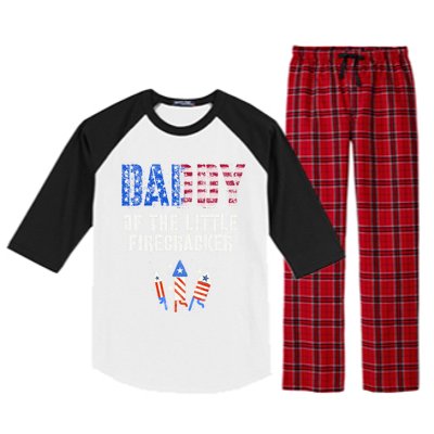 4th July Dad Of The Little Firecracker Birthday Squad Gift Raglan Sleeve Pajama Set