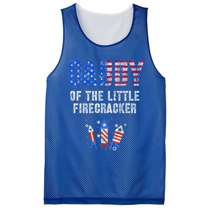 4th July Dad Of The Little Firecracker Birthday Squad Gift Mesh Reversible Basketball Jersey Tank