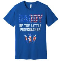 4th July Dad Of The Little Firecracker Birthday Squad Gift Premium T-Shirt