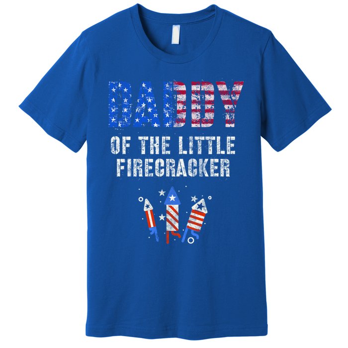 4th July Dad Of The Little Firecracker Birthday Squad Gift Premium T-Shirt