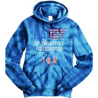 4th July Dad Of The Little Firecracker Birthday Squad Gift Tie Dye Hoodie