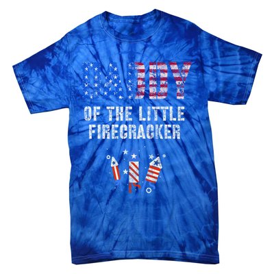 4th July Dad Of The Little Firecracker Birthday Squad Gift Tie-Dye T-Shirt