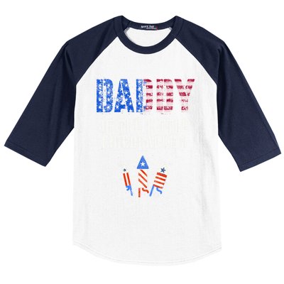 4th July Dad Of The Little Firecracker Birthday Squad Gift Baseball Sleeve Shirt