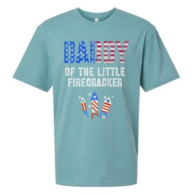 4th July Dad Of The Little Firecracker Birthday Squad Gift Sueded Cloud Jersey T-Shirt