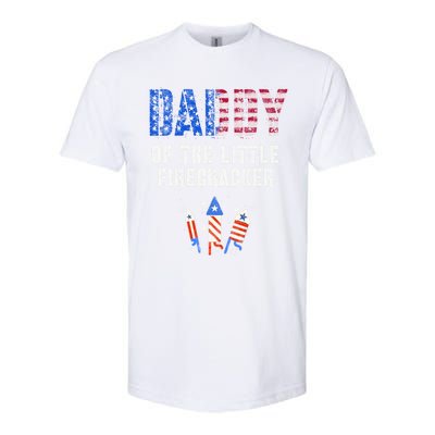 4th July Dad Of The Little Firecracker Birthday Squad Gift Softstyle® CVC T-Shirt