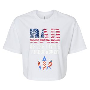 4th July Dad Of The Little Firecracker Birthday Squad Gift Bella+Canvas Jersey Crop Tee