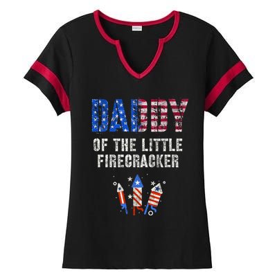 4th July Dad Of The Little Firecracker Birthday Squad Cute Gift Ladies Halftime Notch Neck Tee