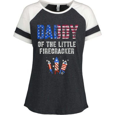 4th July Dad Of The Little Firecracker Birthday Squad Cute Gift Enza Ladies Jersey Colorblock Tee