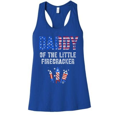 4th July Dad Of The Little Firecracker Birthday Squad Cute Gift Women's Racerback Tank