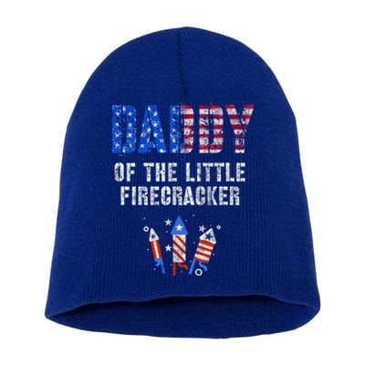 4th July Dad Of The Little Firecracker Birthday Squad Cute Gift Short Acrylic Beanie