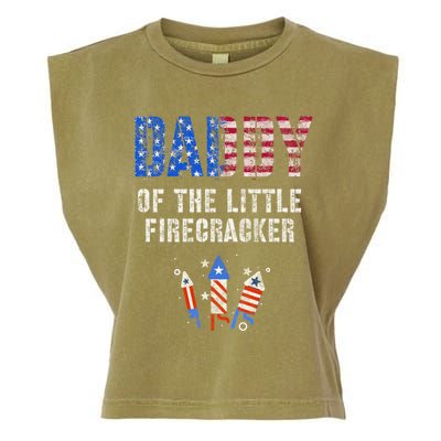 4th July Dad Of The Little Firecracker Birthday Squad Cute Gift Garment-Dyed Women's Muscle Tee