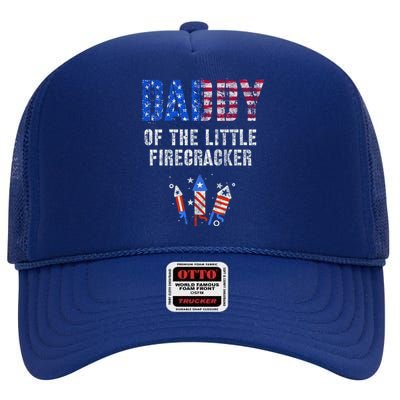 4th July Dad Of The Little Firecracker Birthday Squad Cute Gift High Crown Mesh Back Trucker Hat