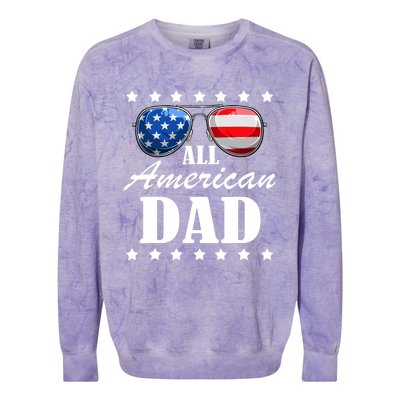 4th July Dad Gift | All American Patriot USA Dad Colorblast Crewneck Sweatshirt