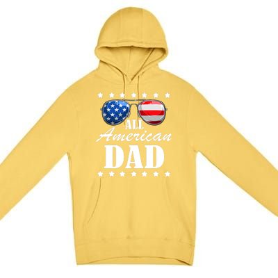 4th July Dad Gift | All American Patriot USA Dad Premium Pullover Hoodie