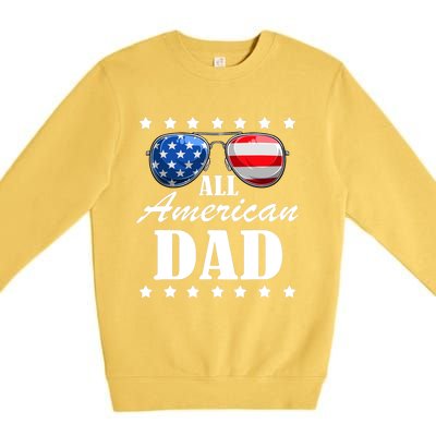 4th July Dad Gift | All American Patriot USA Dad Premium Crewneck Sweatshirt