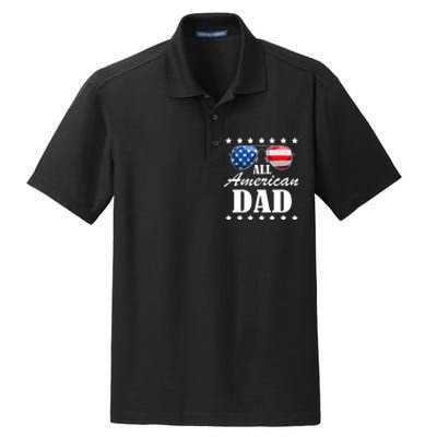 4th July Dad Gift | All American Patriot USA Dad Dry Zone Grid Polo