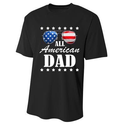 4th July Dad Gift | All American Patriot USA Dad Performance Sprint T-Shirt