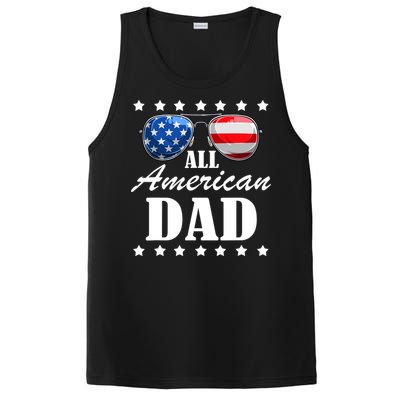 4th July Dad Gift | All American Patriot USA Dad PosiCharge Competitor Tank