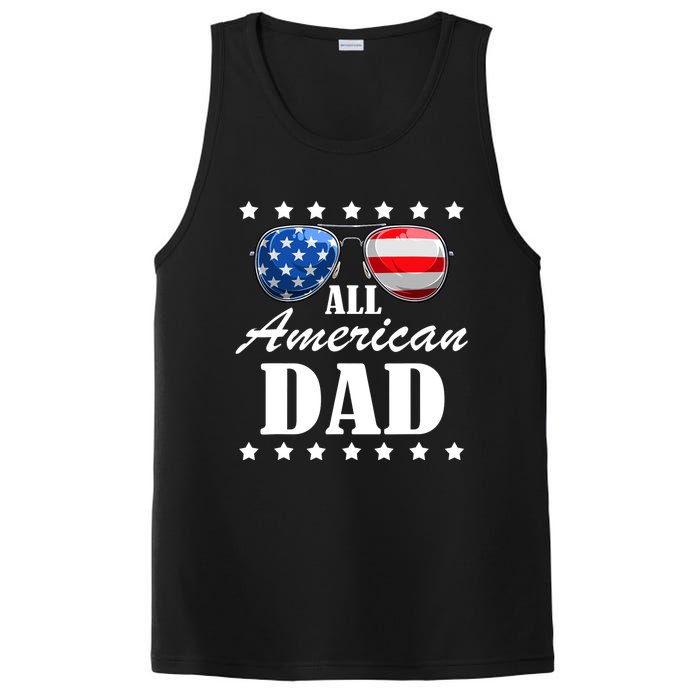 4th July Dad Gift | All American Patriot USA Dad PosiCharge Competitor Tank