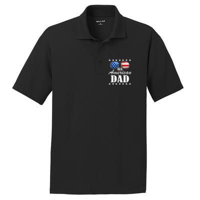 4th July Dad Gift | All American Patriot USA Dad PosiCharge RacerMesh Polo