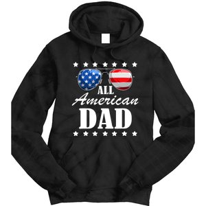 4th July Dad Gift | All American Patriot USA Dad Tie Dye Hoodie