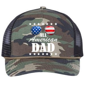 4th July Dad Gift | All American Patriot USA Dad Retro Rope Trucker Hat Cap