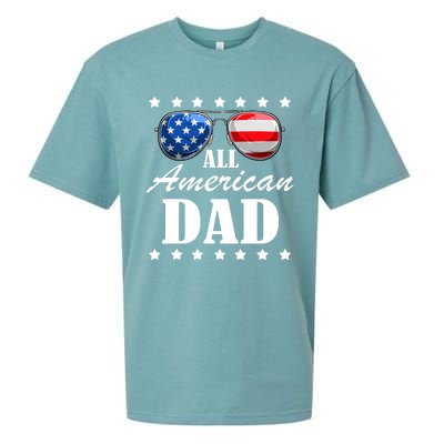 4th July Dad Gift | All American Patriot USA Dad Sueded Cloud Jersey T-Shirt