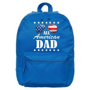 4th July Dad Gift All American Patriot Usa Dad Funny Gift 16 in Basic Backpack