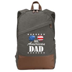 4th July Dad Gift All American Patriot Usa Dad Funny Gift Cotton Canvas Backpack