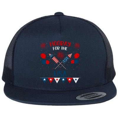 4th July Events Patriotism American Independence Funny Gift Flat Bill Trucker Hat