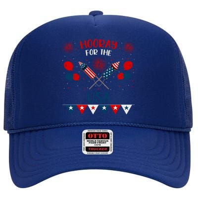 4th July Events Patriotism American Independence Funny Gift High Crown Mesh Back Trucker Hat