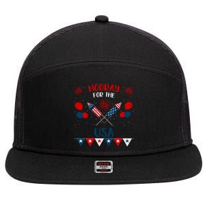 4th July Events Patriotism American Independence Funny Gift 7 Panel Mesh Trucker Snapback Hat