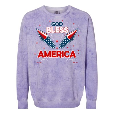 4th July Fireworks S Party Family God Bless America Cool Gift Colorblast Crewneck Sweatshirt