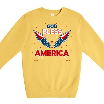 4th July Fireworks S Party Family God Bless America Cool Gift Premium Crewneck Sweatshirt