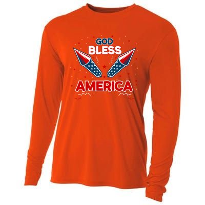 4th July Fireworks S Party Family God Bless America Cool Gift Cooling Performance Long Sleeve Crew