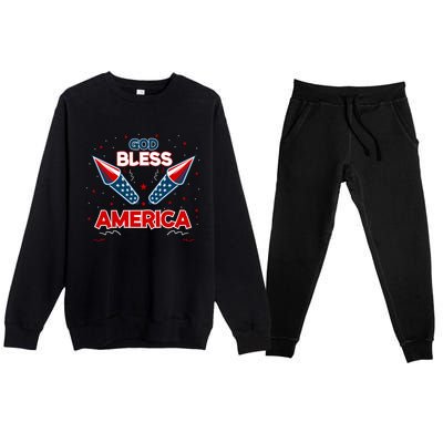 4th July Fireworks S Party Family God Bless America Cool Gift Premium Crewneck Sweatsuit Set