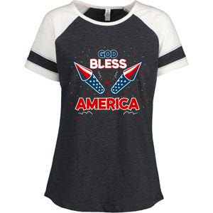 4th July Fireworks S Party Family God Bless America Cool Gift Enza Ladies Jersey Colorblock Tee