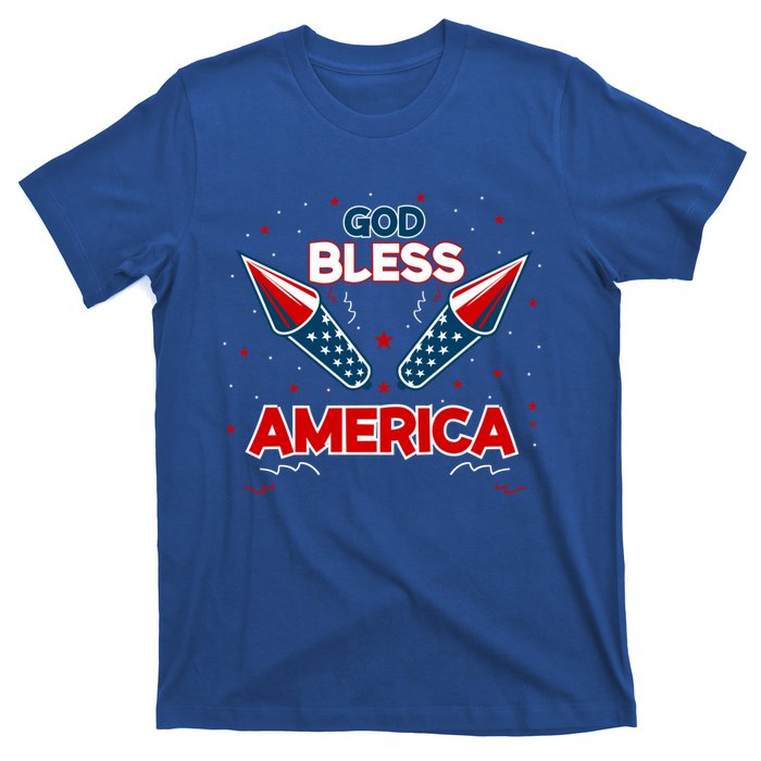 4th July Fireworks S Party Family God Bless America Cool Gift T-Shirt