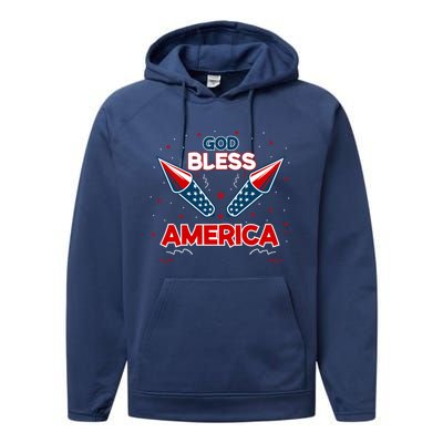 4th July Fireworks S Party Family God Bless America Cool Gift Performance Fleece Hoodie